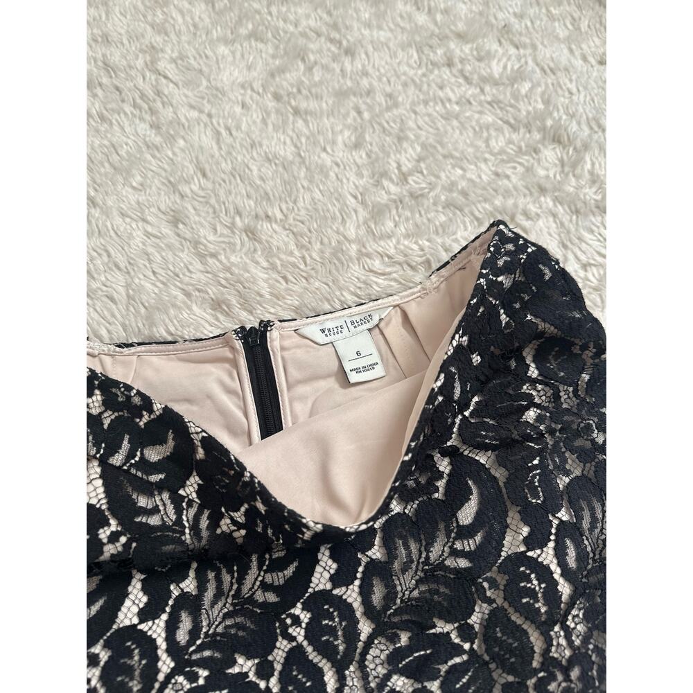 Sz 6 White House Black Market Lace Pencil Skirt Knee Length Scallop Edge Zip - Picture 7 of 7